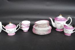 A good early 20th century Japanese export  Geisha tea service in unusual colours and decoration