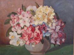 A good large still like oil on canvas painting in the original frame being signed to the corner GFM