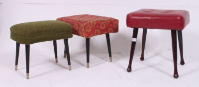 A collection of three vintage 1950's stools to include faux leather,