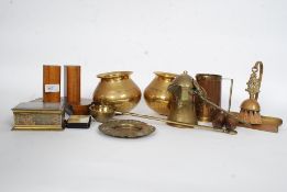 A collection of brass wares to include many ashtrays, vases,