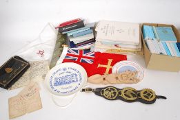 A very large collection of Masonic items to include books, brasses, ceramics,