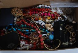 A collection of costume jewellery to include bead necklaces to the 1950's and later along with