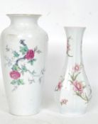 Two transfer printed floral vases by KPM both stamped to base.