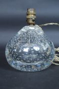 A good heavy set clear glass control bubble table lamp of bulbous form with wire and mount to top.