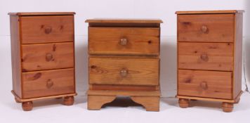 A collection of 20th century pine bedside chests / cabinets,