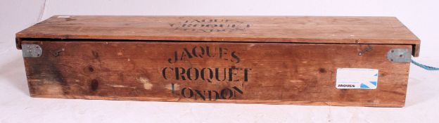 A vintage Jacques Croquet set within the original heavy wooden carry case box.