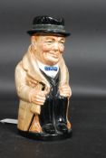 A Royal Doulton Winston Churchill character jug bearing marks to the base.