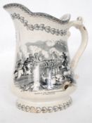 An 1855 Crimea pottery jug printed in black with scenes entitled,