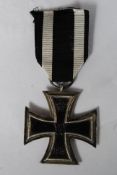 WWI First World War Iron Cross medal, 'W' 1914 dated to one side, and FA 1813 to the other.