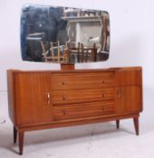 An excellent 1970's solid teak wood tambour top dressing table chest of drawers by Austinsuite.