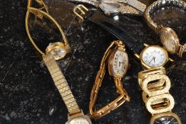 A 9ct gold cyma ladies cocktail watch on bracelet marked 375 to case,