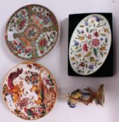 A Royal Crown Derby cabinet  plate ( Old Avebury )  together with  a Royal Crown Derby figurine of