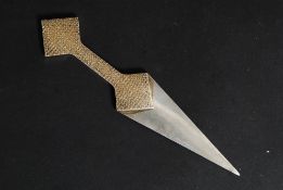 A stunning silver hallmarked paperknife with gilded silver handle being hallmarked for Christopher