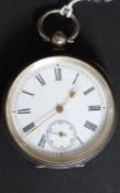 A silver 935 enamel faced gentlemans pocket watch by Dimier Freres & Cie.