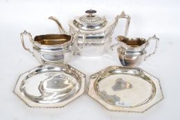A Daniel & Arter silver plated EPBM tea service comprising teapot,