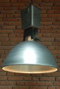A rare stunning large  Industrial Metal 1950s Holophane Prismpack factory pendant light complete