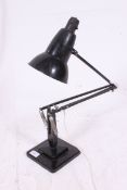 An early Herbert Terry & Sons anglepoise lamp with cast iron square step base with pendant shade