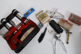 A collection of gentlemens to include vintage razors, hair clippers,