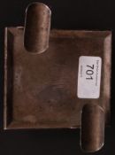 A silver hallmarked ashtray by Deakin & Francis. Of square form with raised cigarette rests.