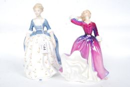 2 Royal Doulton figurines to include Alison H2336 together with Melissa HN2467.