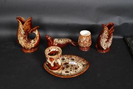 A collection of Cornish Fosters pottery to include a pair of Gurglers,