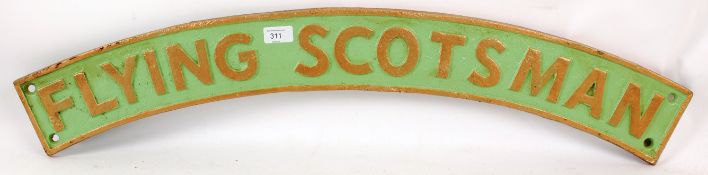 A vintage style cast iron Flying Scotsman railway locomotive plaque