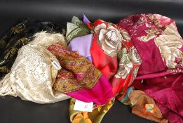 A collection of ladies vintage scarves to include silks,
