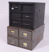 A set of 3 vintage Industrial office metal work filing cabinet index systems ( see illustration