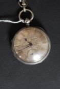 A 19th century silver hallmarked pocket watch, London 1873, possibly Leopold Heinzelmann.