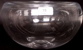 A Royal Copenhagen glass fruit bowl of simple form in clear glass W30cm