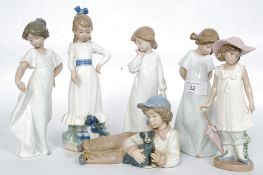 Nao / Lladro; A collection of 6x Nao / Lladro figurines - each of children.