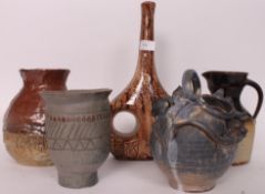 A collection of 20th century studio pottery to include large German Fat Lava vase and others .