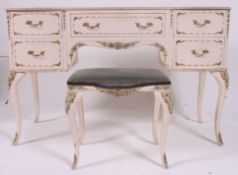 A good quality Louis 15th French shabby chic style dressing table and stool.