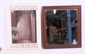 A contemporary 20th century rococo painted shabby chic wall mirror together with another
