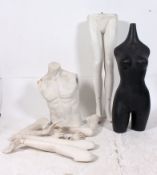A vintage female form mannequin along with a later one H95 W30 D25cm