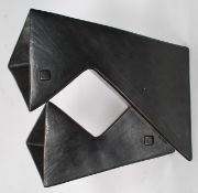 A pair of retro 1980's matt black modernist / studio angular matching vases