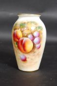 A Royal Worcester small vase having still life decoration signed by the artist with marks to the