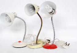 A collection of 3 retro vintage desk top anglepoise / goose neck lamps,