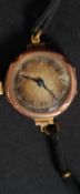 A 9ct gold cased ladies wrist watch / cocktail watch, with strap.