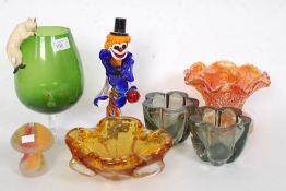 A group lot of studio glass to include Murano clown,