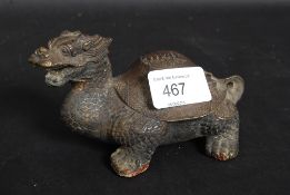 A 20th century metal figure of Longgui the Chinese dragon with turtle shell -  a legendary Chinese