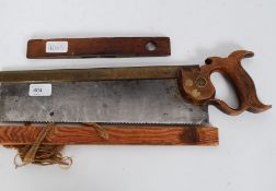 A vintage Robert Sorby, Sheffield brass backed tenon saw together with an E.