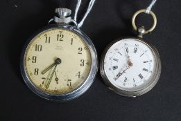 A continental silver 800 marked ladies pocket watch having decorative face,