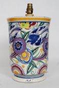 A large tall Poole Pottery vase later converted to a lamp ( early stapled repair ) inscribed 1937