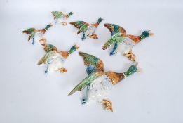 A collection of six Royal Dux Czechoslovakian made ceramic flying ducks (very similar to the famous