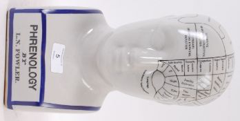 A vintage style ceramic china phrenology head H29cm