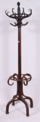 A Thonet style Bentwood hat and coat stand circa 1900, of eight S-shaped hooks,