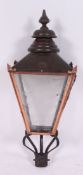 A 20th century large vintage copper street lamp lantern complete with the brass name plate  for C J
