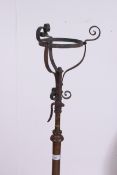 A good Victorian 19th century copper and brass rococo oil lamp stands.