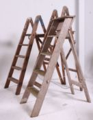 3 vintage wooden 20th century ladders of various shapes  etc ( see illustration ) H131
